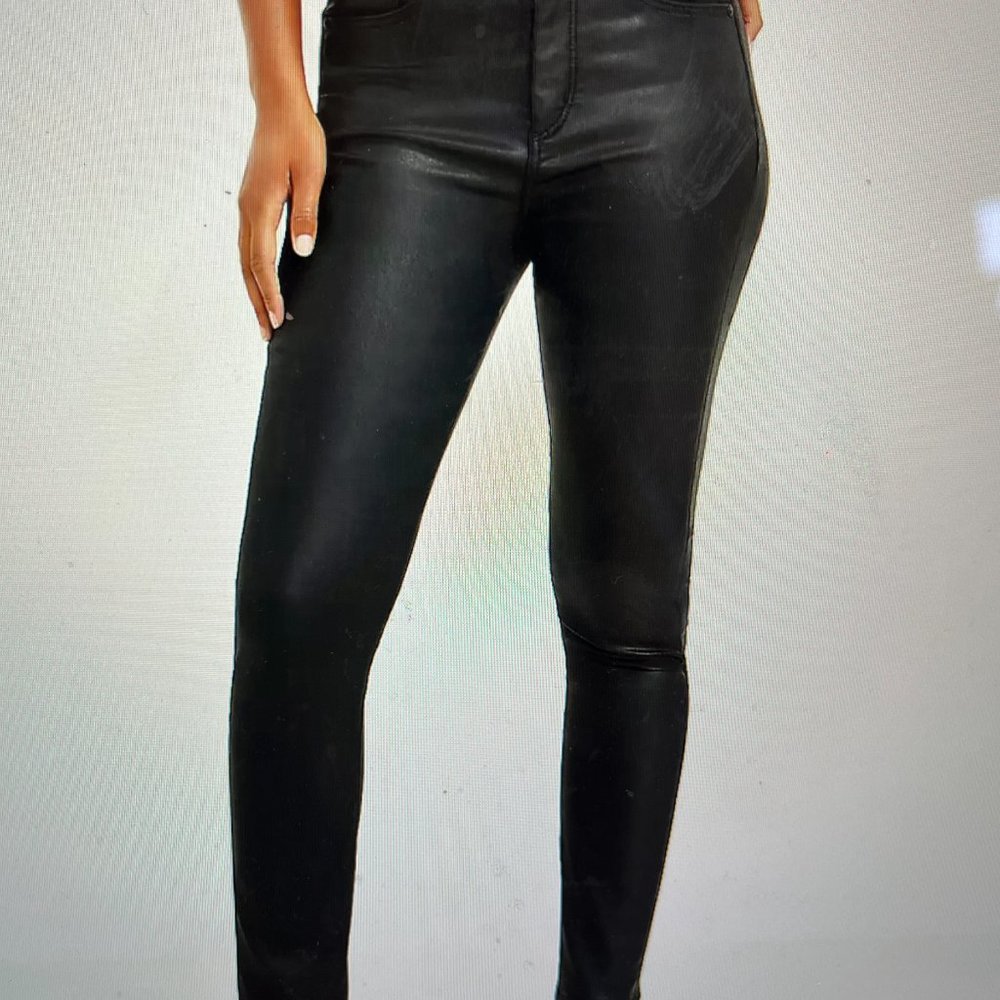 Loft Petite vegan "faux leather" High Rise Skinny Jeans in Black, size 16 P